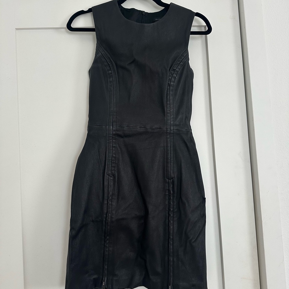 Theory Leather Black Sleeveless Dress